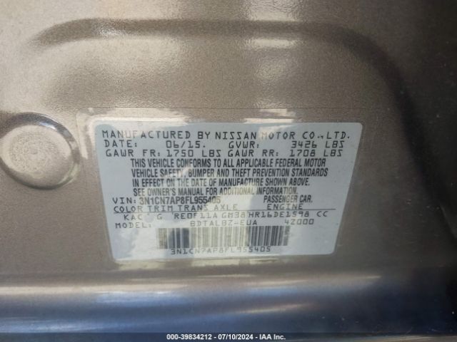 Photo 8 VIN: 3N1CN7AP8FL955405 - NISSAN VERSA 