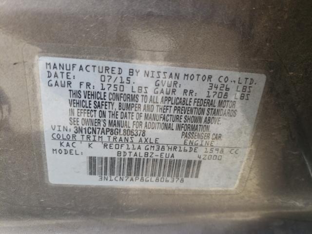 Photo 9 VIN: 3N1CN7AP8GL806378 - NISSAN VERSA S 