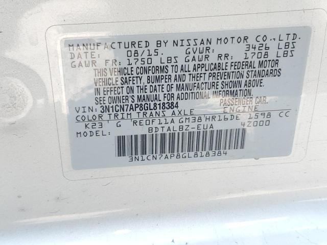 Photo 11 VIN: 3N1CN7AP8GL818384 - NISSAN VERSA S 