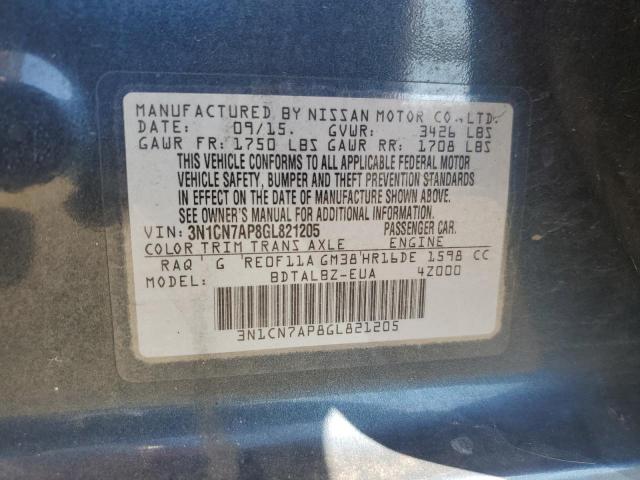 Photo 12 VIN: 3N1CN7AP8GL821205 - NISSAN VERSA 