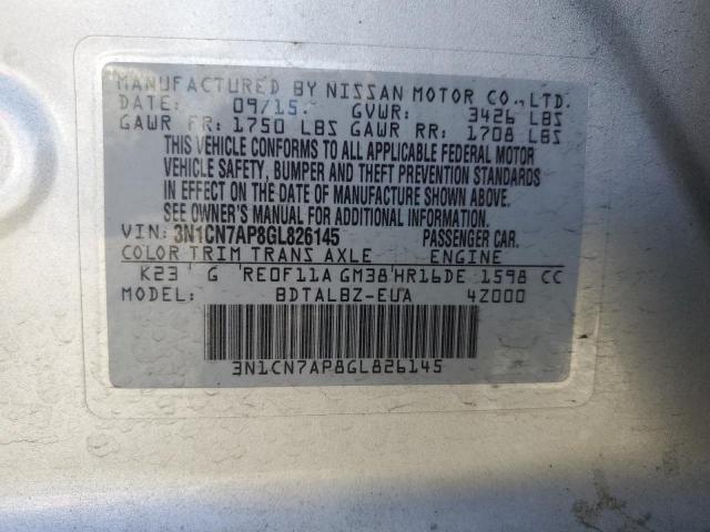 Photo 12 VIN: 3N1CN7AP8GL826145 - NISSAN VERSA 