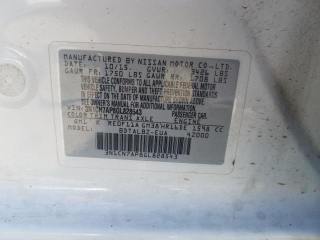 Photo 9 VIN: 3N1CN7AP8GL828543 - NISSAN VERSA 