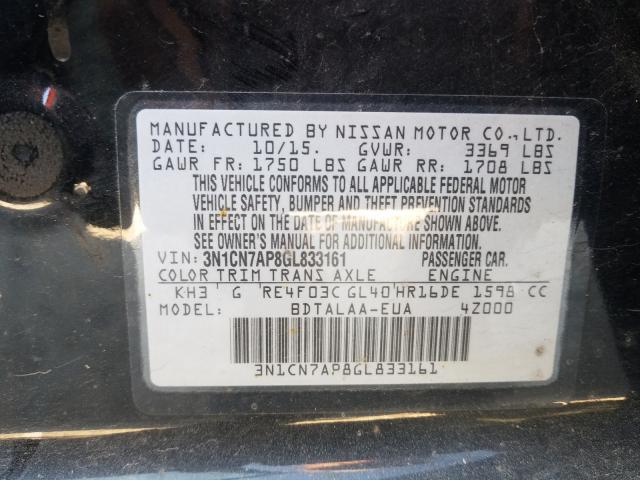 Photo 9 VIN: 3N1CN7AP8GL833161 - NISSAN VERSA 