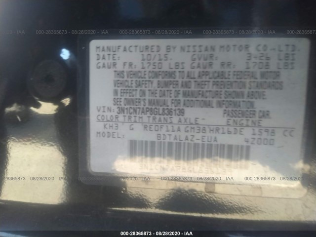 Photo 8 VIN: 3N1CN7AP8GL836139 - NISSAN VERSA 