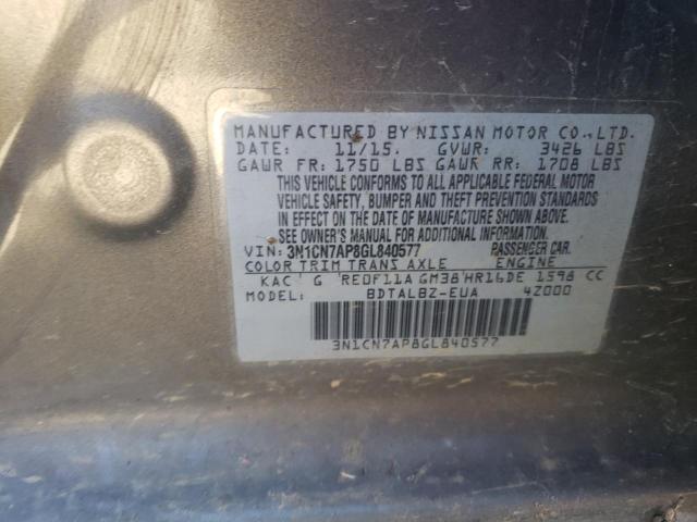 Photo 9 VIN: 3N1CN7AP8GL840577 - NISSAN VERSA S 