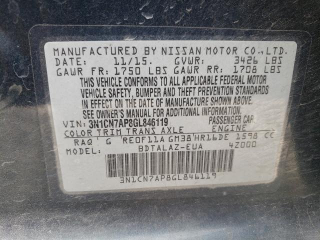 Photo 9 VIN: 3N1CN7AP8GL846119 - NISSAN VERSA S 