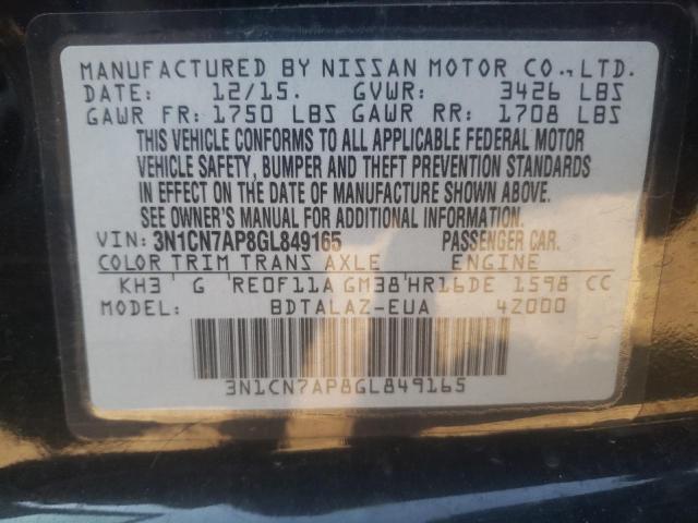 Photo 9 VIN: 3N1CN7AP8GL849165 - NISSAN VERSA S 