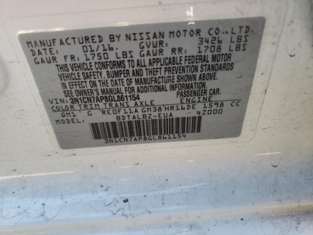 Photo 9 VIN: 3N1CN7AP8GL861154 - NISSAN VERSA S 