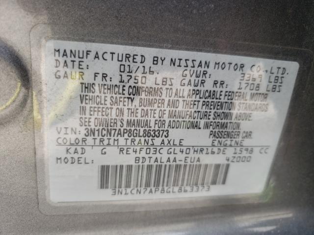 Photo 9 VIN: 3N1CN7AP8GL863373 - NISSAN VERSA S 