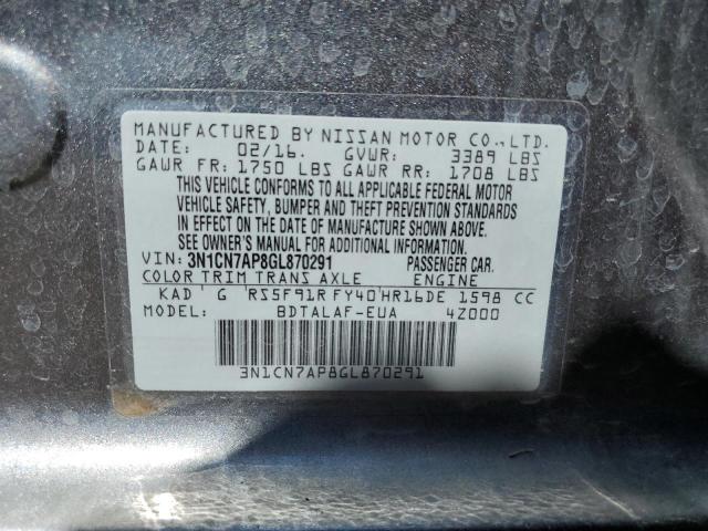 Photo 9 VIN: 3N1CN7AP8GL870291 - NISSAN VERSA S 