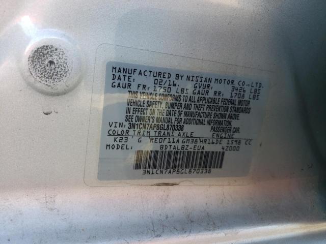 Photo 11 VIN: 3N1CN7AP8GL870338 - NISSAN VERSA 