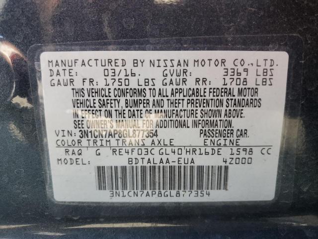 Photo 12 VIN: 3N1CN7AP8GL877354 - NISSAN VERSA 