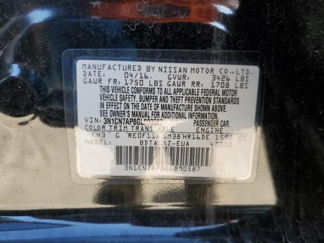 Photo 12 VIN: 3N1CN7AP8GL890587 - NISSAN VERSA S 