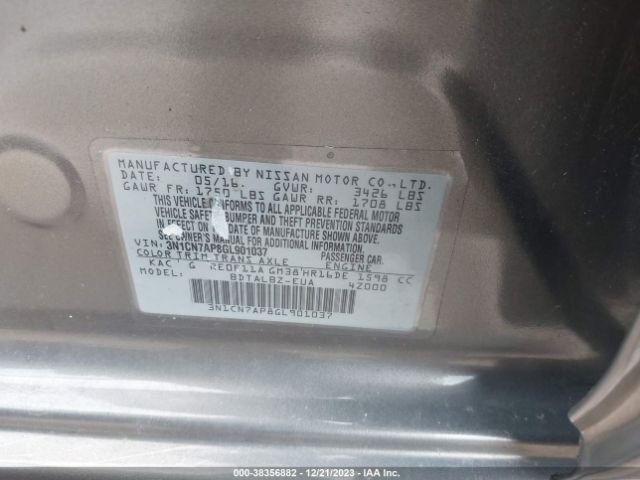 Photo 8 VIN: 3N1CN7AP8GL901037 - NISSAN VERSA 