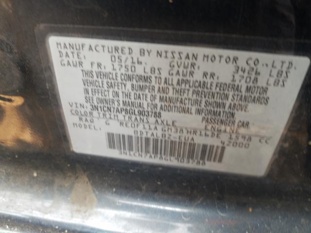 Photo 9 VIN: 3N1CN7AP8GL903788 - NISSAN VERSA S 