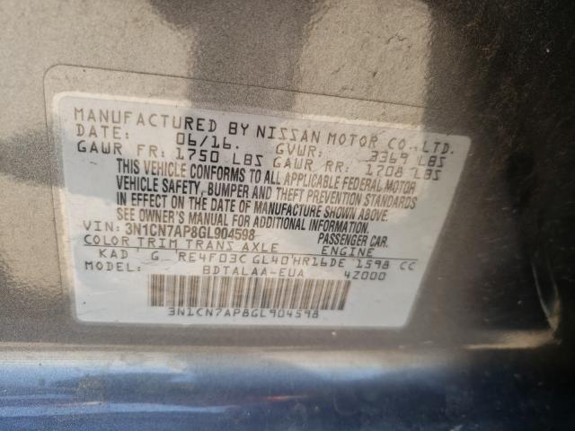 Photo 9 VIN: 3N1CN7AP8GL904598 - NISSAN VERSA S 