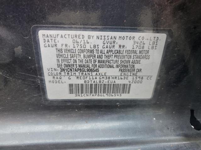 Photo 11 VIN: 3N1CN7AP8GL906545 - NISSAN VERSA S 