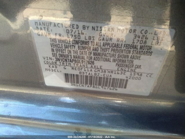 Photo 8 VIN: 3N1CN7AP8GL917626 - NISSAN VERSA 