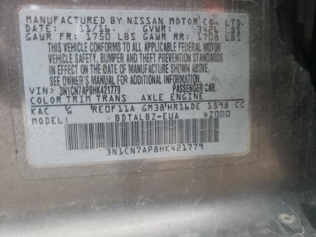 Photo 9 VIN: 3N1CN7AP8HK421779 - NISSAN VERSA S 