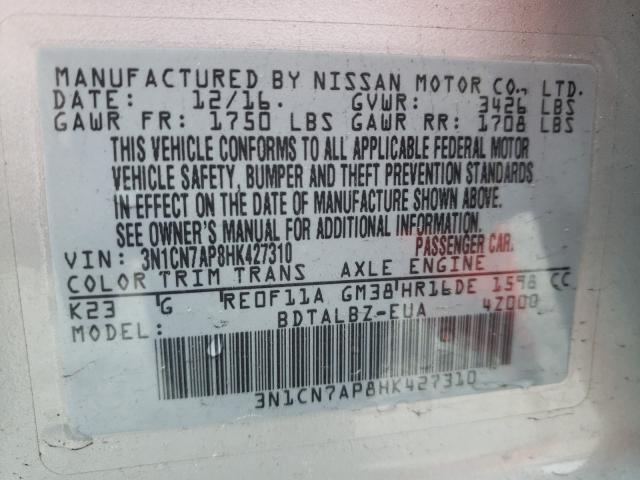 Photo 9 VIN: 3N1CN7AP8HK427310 - NISSAN VERSA S 