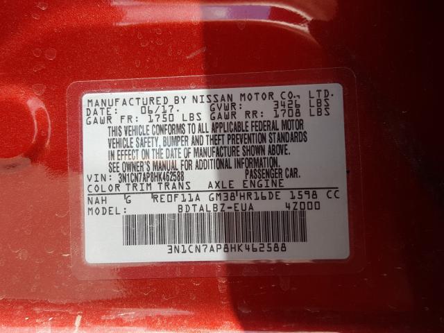 Photo 9 VIN: 3N1CN7AP8HK462588 - NISSAN VERSA S 