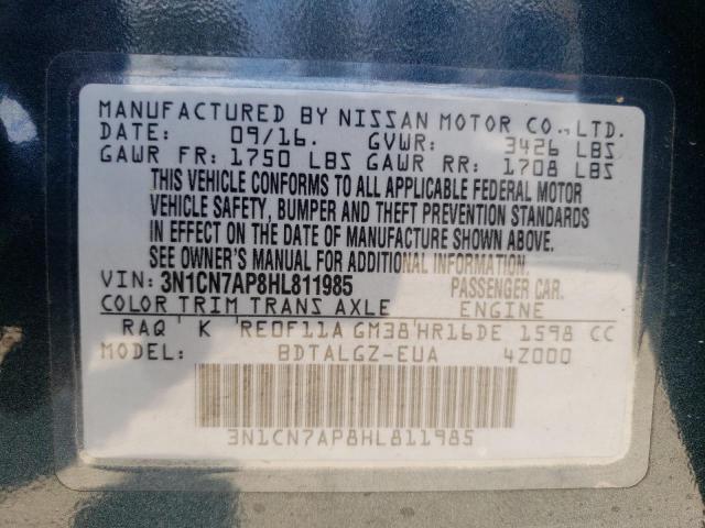 Photo 12 VIN: 3N1CN7AP8HL811985 - NISSAN VERSA S 