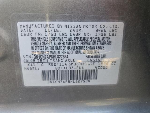 Photo 11 VIN: 3N1CN7AP8HL827524 - NISSAN VERSA S 