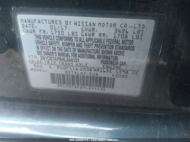 Photo 8 VIN: 3N1CN7AP8HL844131 - NISSAN VERSA SEDAN 