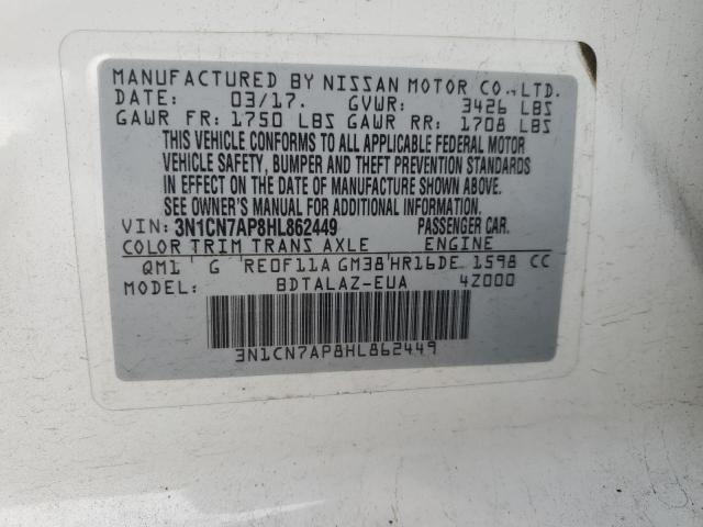 Photo 11 VIN: 3N1CN7AP8HL862449 - NISSAN VERSA S 