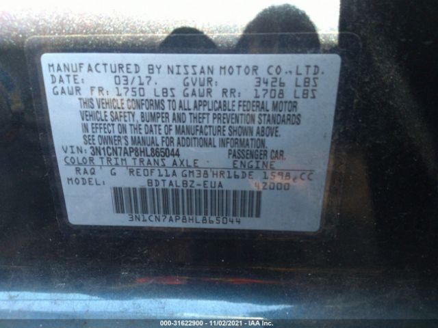 Photo 8 VIN: 3N1CN7AP8HL865044 - NISSAN VERSA SEDAN 