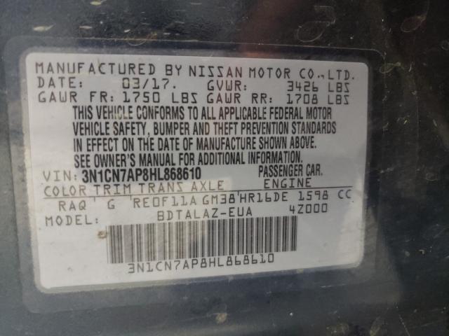 Photo 9 VIN: 3N1CN7AP8HL868610 - NISSAN VERSA S 