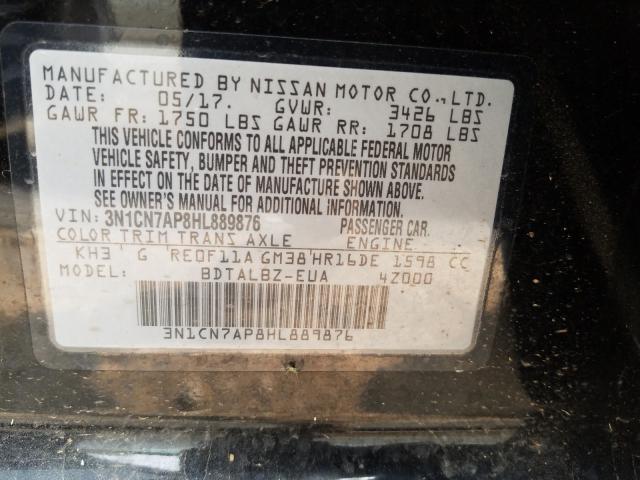 Photo 9 VIN: 3N1CN7AP8HL889876 - NISSAN VERSA S 