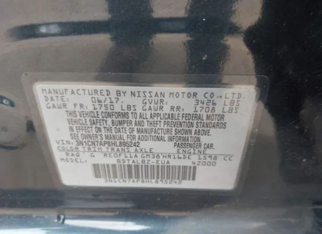 Photo 8 VIN: 3N1CN7AP8HL895242 - NISSAN VERSA SEDAN 