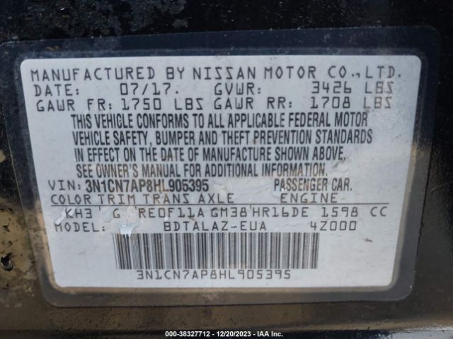 Photo 8 VIN: 3N1CN7AP8HL905395 - NISSAN VERSA 