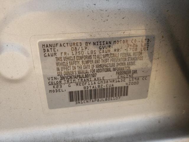 Photo 12 VIN: 3N1CN7AP8JL801107 - NISSAN VERSA S 