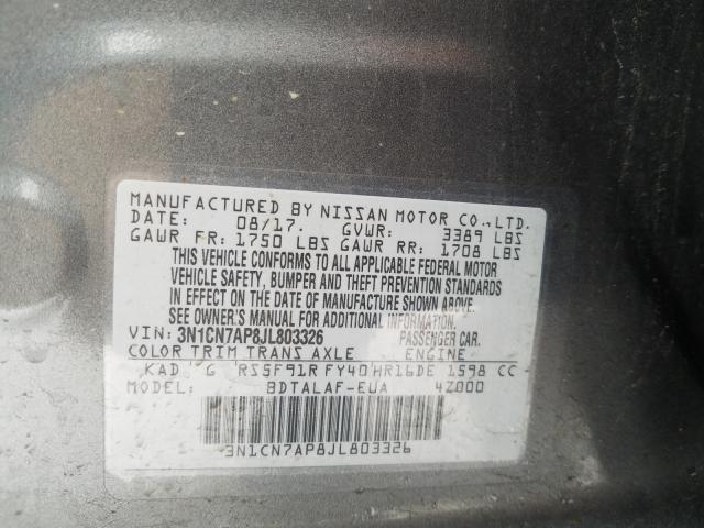 Photo 9 VIN: 3N1CN7AP8JL803326 - NISSAN VERSA S 