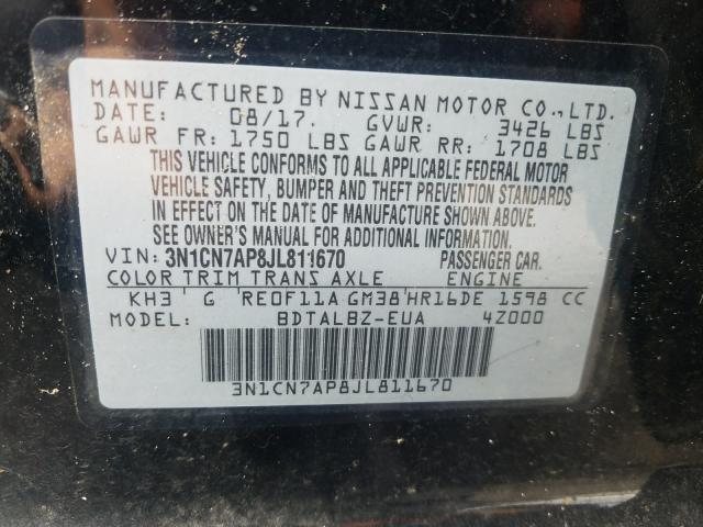 Photo 9 VIN: 3N1CN7AP8JL811670 - NISSAN VERSA S 