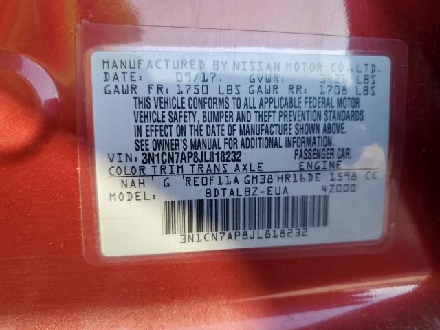 Photo 11 VIN: 3N1CN7AP8JL818232 - NISSAN VERSA 