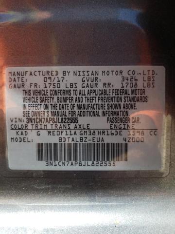 Photo 11 VIN: 3N1CN7AP8JL822555 - NISSAN VERSA S 