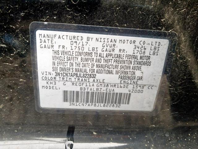 Photo 9 VIN: 3N1CN7AP8JL822832 - NISSAN VERSA S 