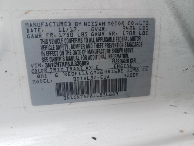 Photo 9 VIN: 3N1CN7AP8JL836889 - NISSAN VERSA S 