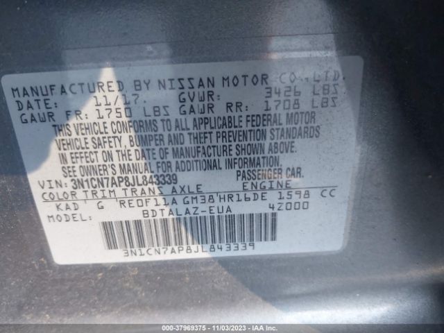 Photo 8 VIN: 3N1CN7AP8JL843339 - NISSAN VERSA 