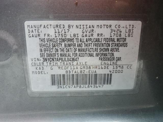 Photo 12 VIN: 3N1CN7AP8JL843647 - NISSAN VERSA S 