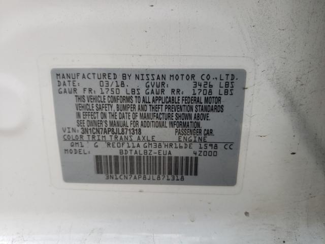 Photo 9 VIN: 3N1CN7AP8JL871318 - NISSAN VERSA S 