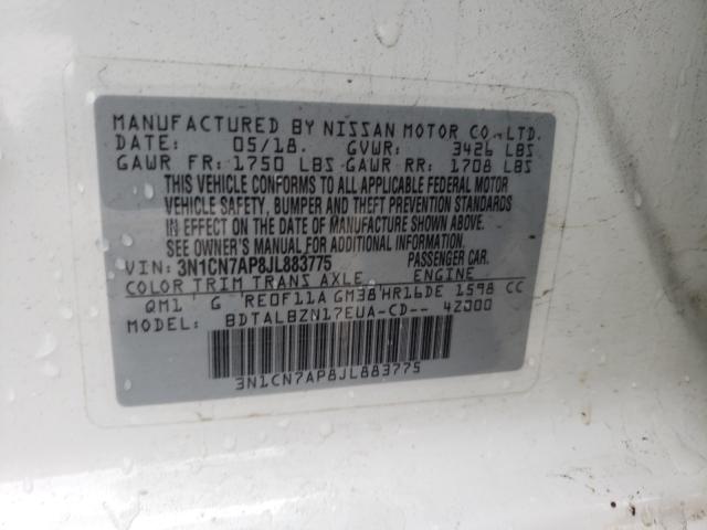 Photo 9 VIN: 3N1CN7AP8JL883775 - NISSAN VERSA S 