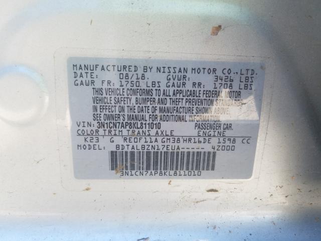 Photo 9 VIN: 3N1CN7AP8KL811010 - NISSAN VERSA S 