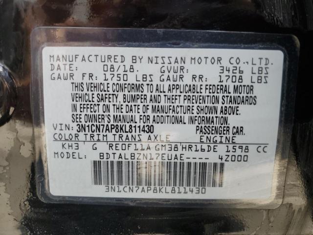 Photo 11 VIN: 3N1CN7AP8KL811430 - NISSAN VERSA 