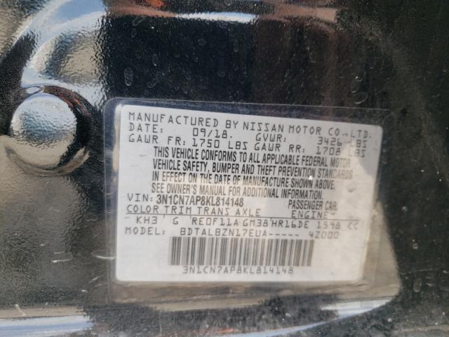 Photo 9 VIN: 3N1CN7AP8KL814148 - NISSAN VERSA S 