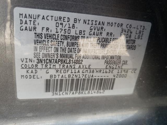 Photo 9 VIN: 3N1CN7AP8KL814862 - NISSAN VERSA S 