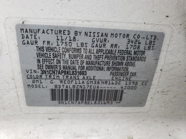 Photo 11 VIN: 3N1CN7AP8KL831693 - NISSAN VERSA S 